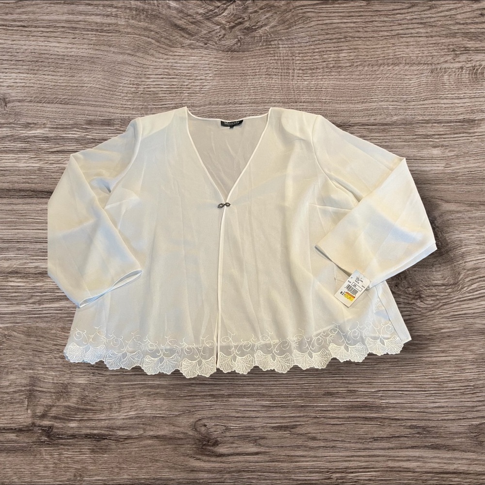 Montee Collection Sheer Plus Size Top Jacket Embroidered Size 22W